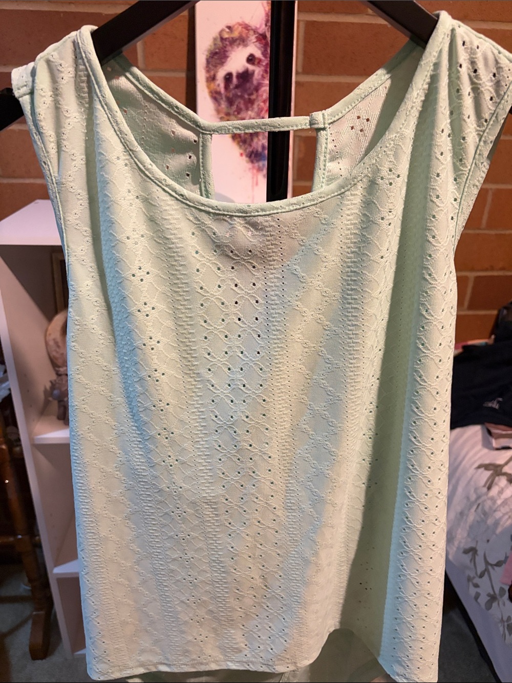SHEIN Mint Eyelet Tank Top with Back Strap